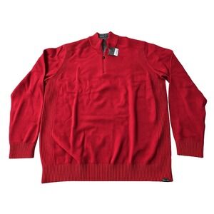 Eddie Bauer Quarter Zip Sweater 2XL Tall Red Outdoor Gorpcore Classic Preppy NWT